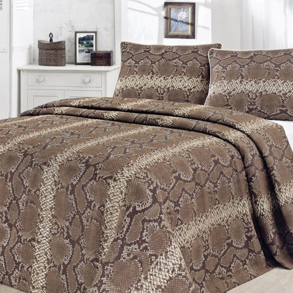 Aryıldız Home Snake Kahve Yatak Örtüsü - Aryıldız