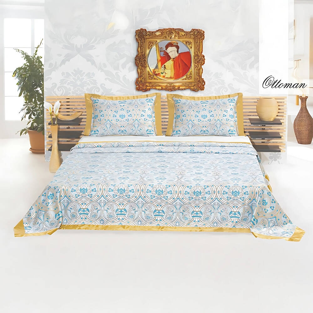 Maxstyle Çift Yatak Örtüsü Ottoman Starlight Turkuaz 240x260 Cm - Maxstyle