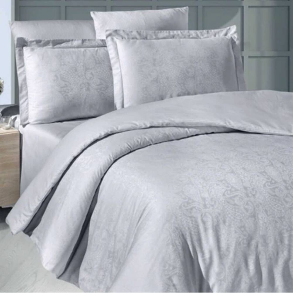 Maxstyle Jakarlı Nevresim Takım.Anemone Gri Çift Kişilik 220x240 cm - Maxstyle