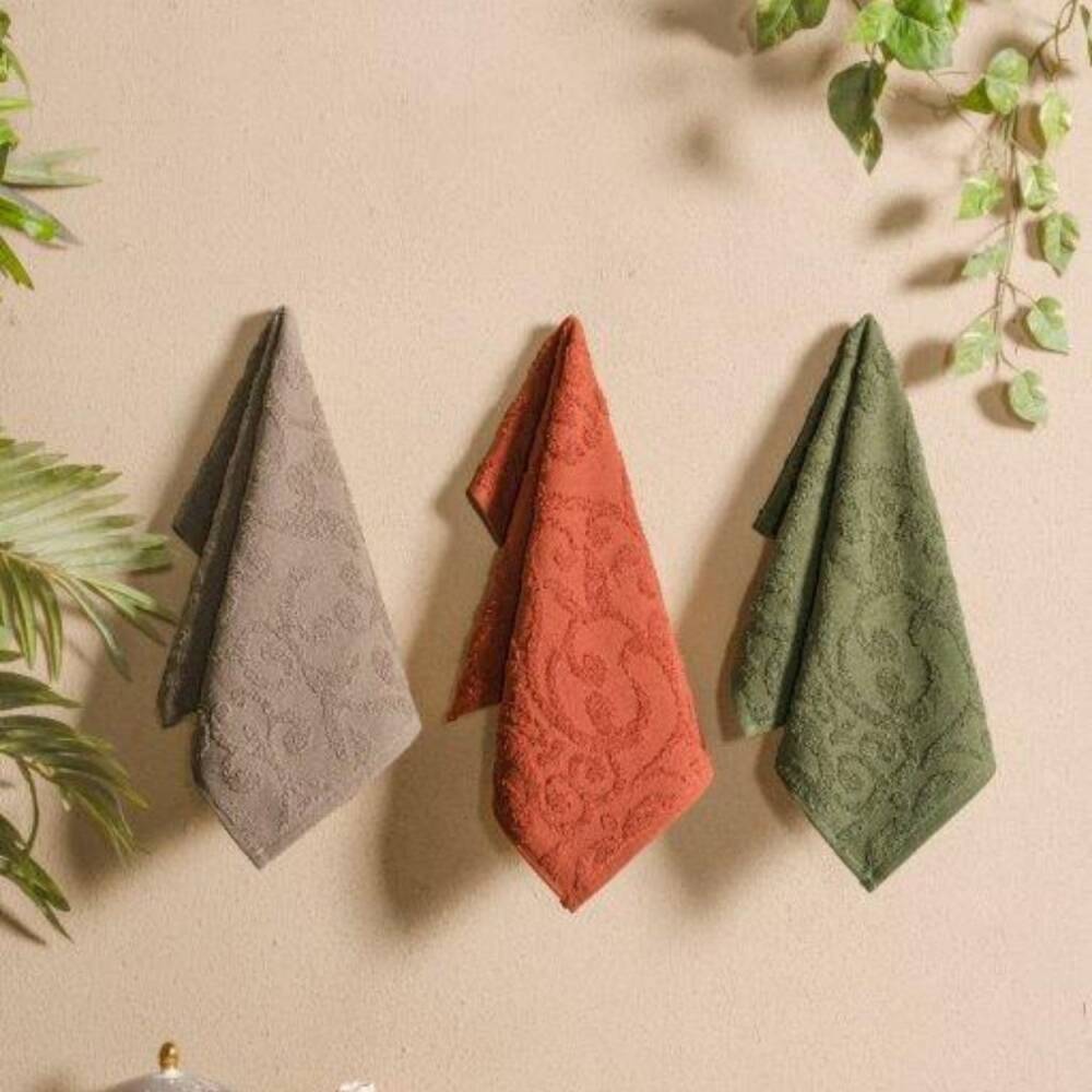 Maxstyle Şal Desen 3'lü Set 30x50 cm Bej-Tarçın-Haki - Maxstyle