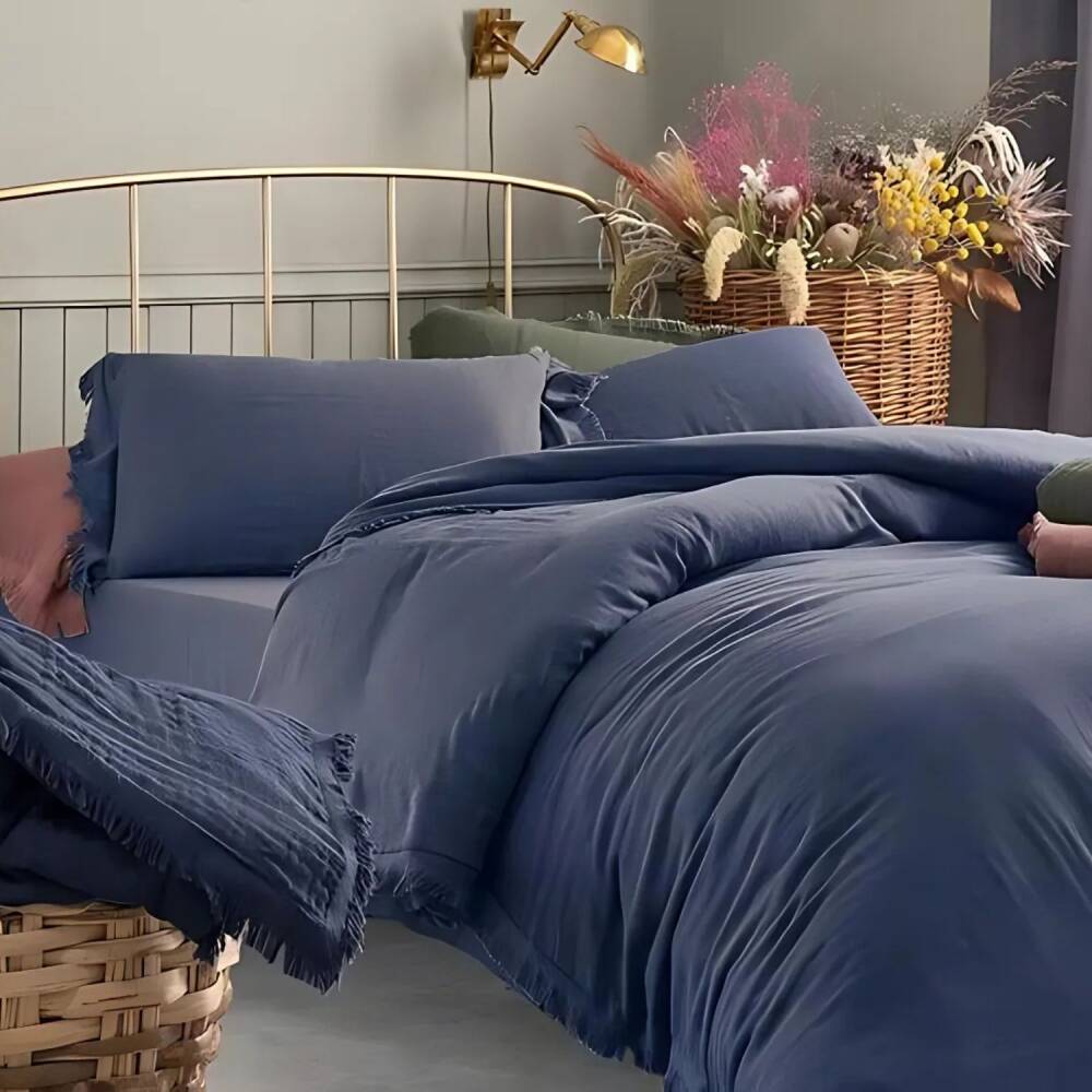 Saint Louis Müslin Lacivert Çift Kişilik Nevresim Takımı 200x220 Cm - SAINT LOUIS