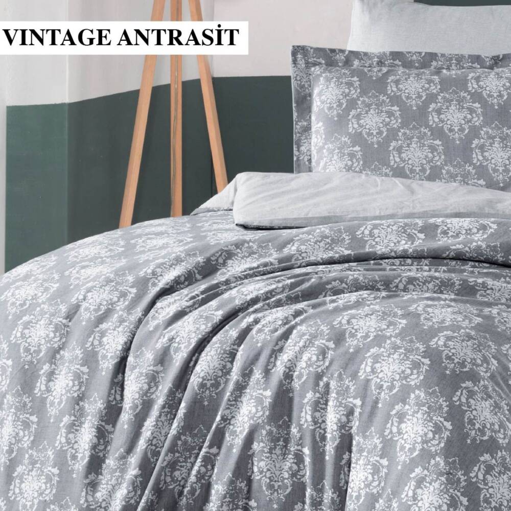 Saint Louis Vintage Antrasit Çift Kişilik Nevresim Takımı 200x220 Cm - 2