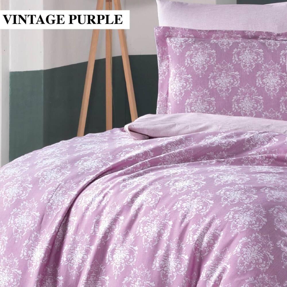 Saint Louis Vintage Mor Çift Kişilik Nevresim Takımı 200x220 Cm - 2