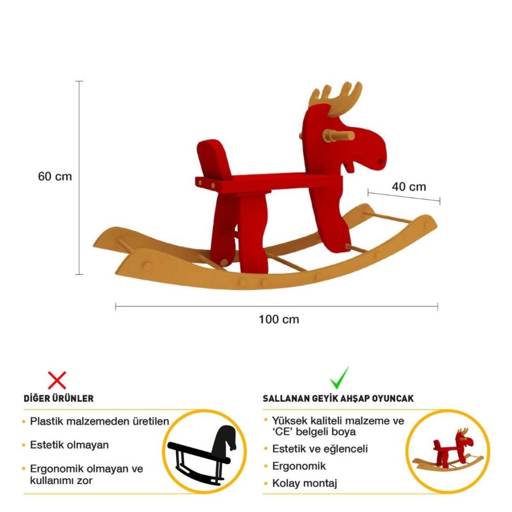 Sallanan Geyik Ahşap Oyuncak - 2