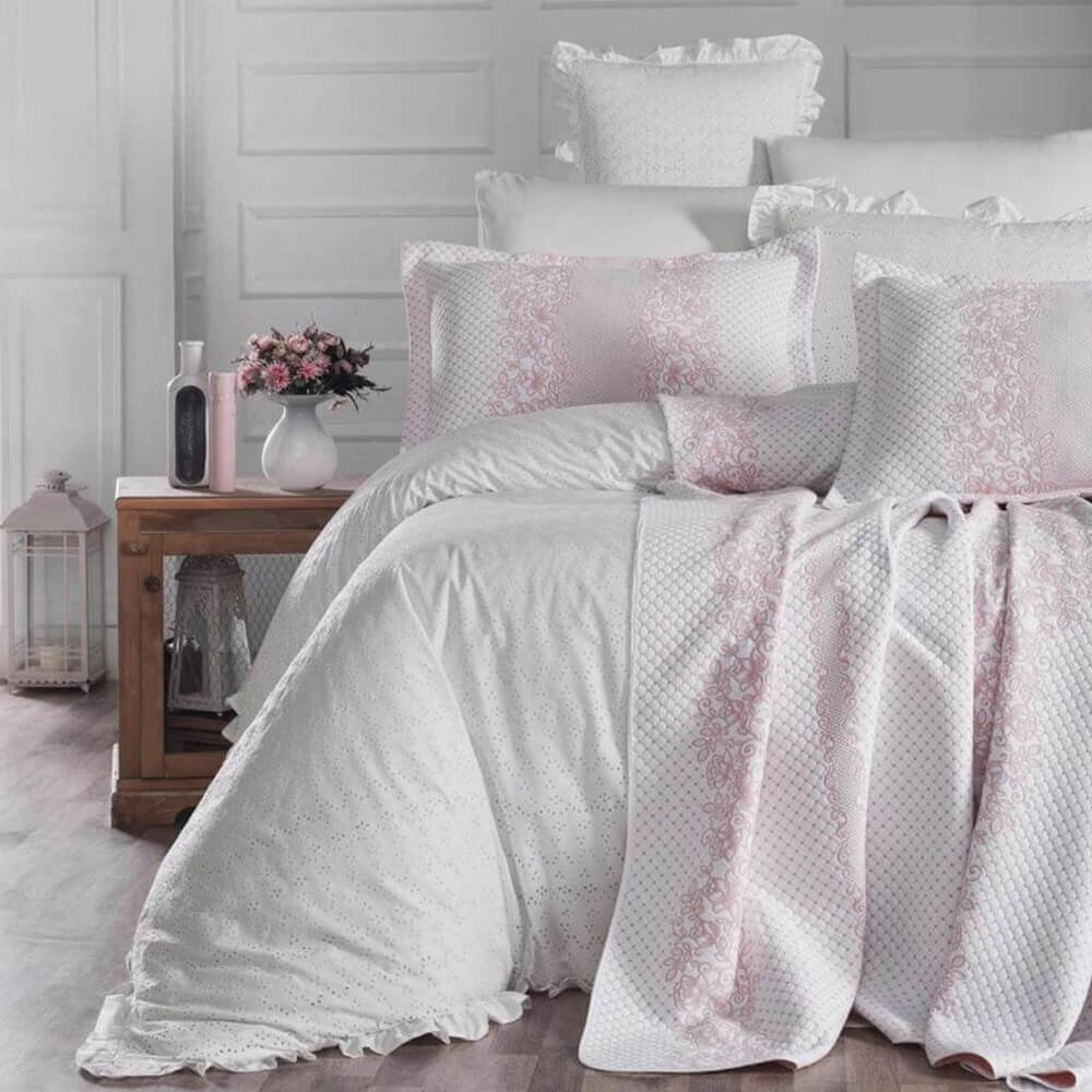 Saten Prestij Pudra Çift Kişilik Nevresim Takımı - 1